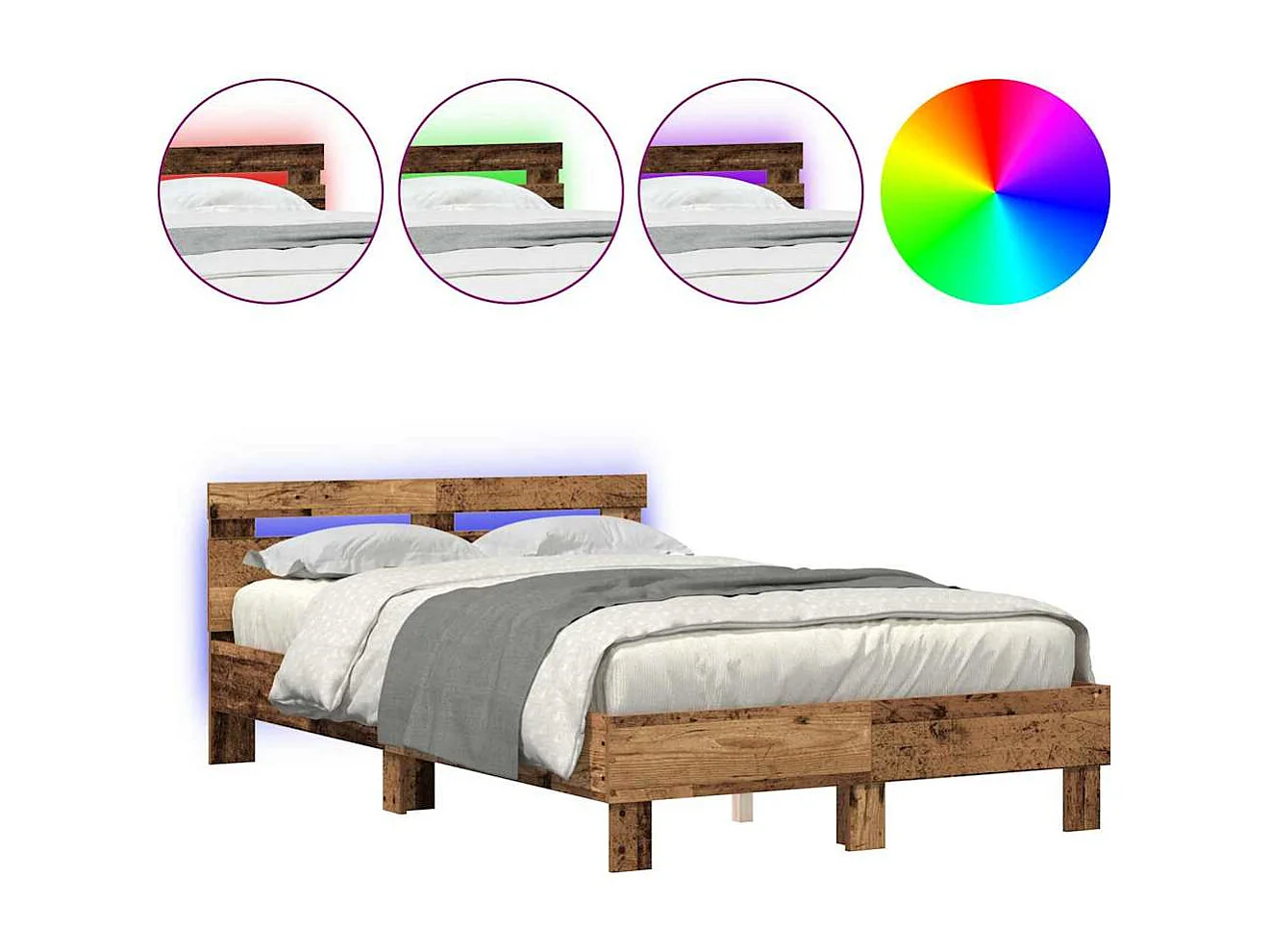 Lit double | Lit adulte | Cadre de lit Bois ancien 135x190 cm Bois d'ingénierie