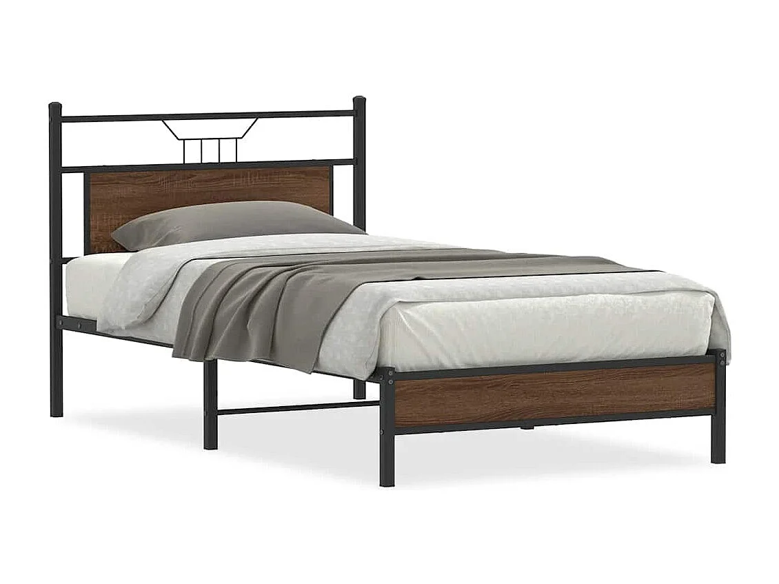 Lit simple | Lit adulte, enfant | Cadre de lit chêne marron 107x203 cm