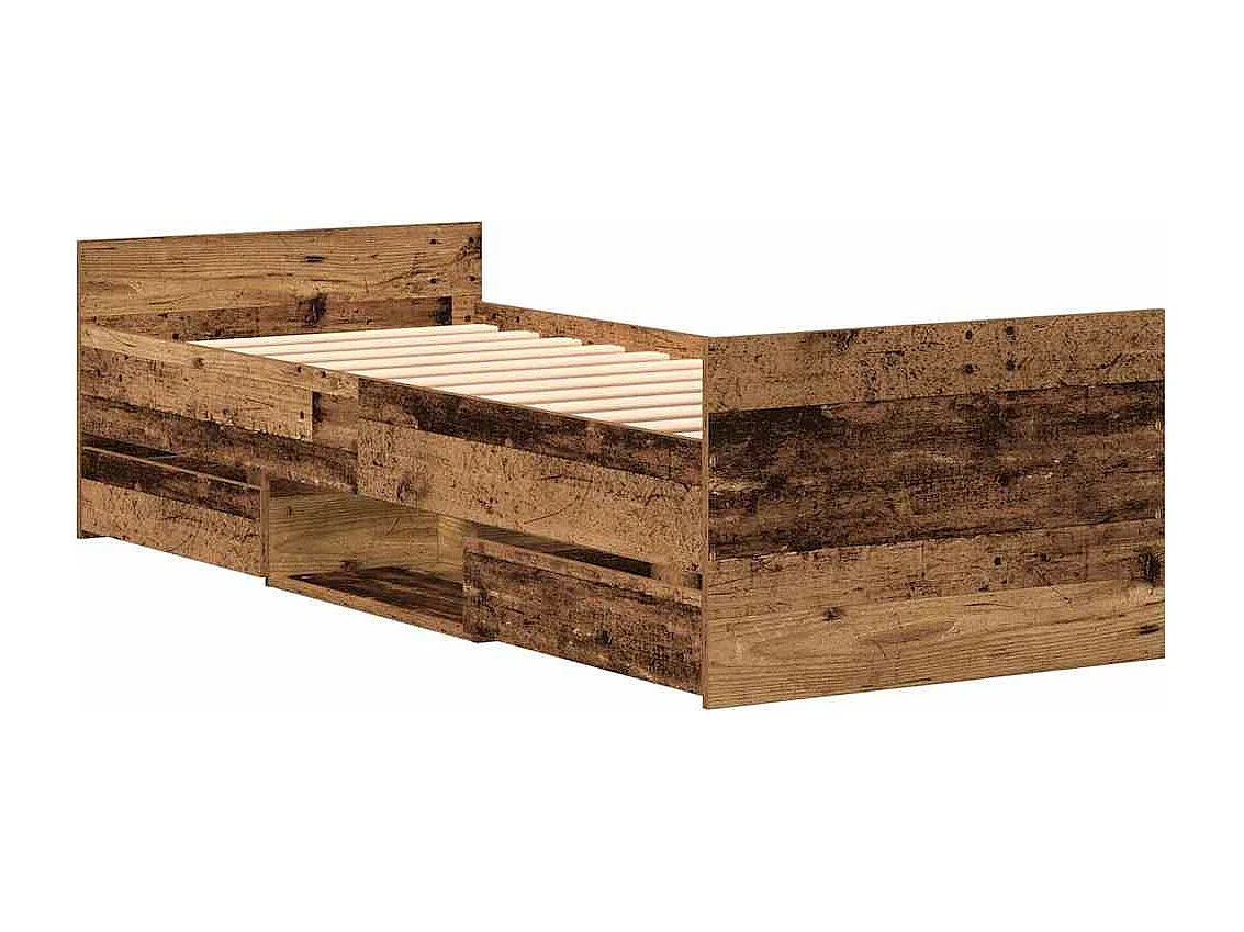 Lit simple | Lit adulte, enfant | Cadre de lit Bois ancien 75x190 cm Bois d'ingénierie