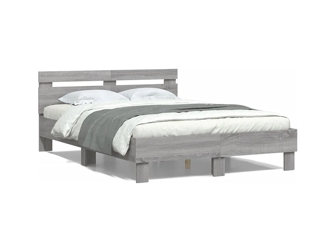 Lit double | Lit adulte | Cadre de lit sonoma gris 135x190 cm