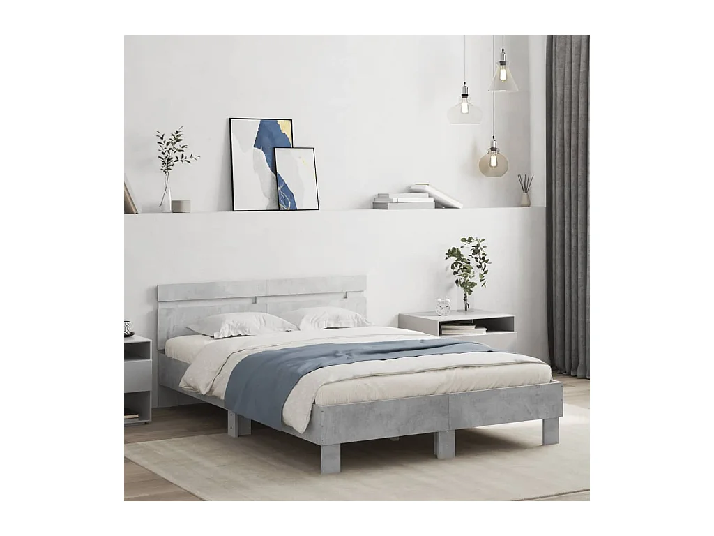 Lit double | Lit adulte | Cadre de lit gris béton 135x190 cm