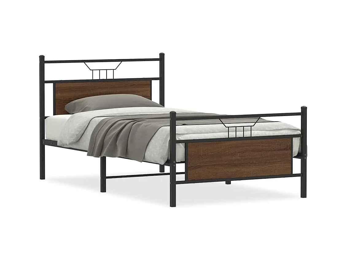 Lit simple | Lit adulte, enfant | Cadre de lit chêne marron 107x203 cm