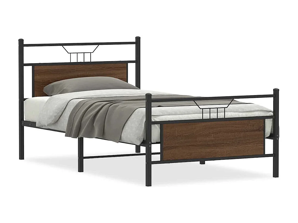 Lit simple | Lit adulte, enfant | Cadre de lit chêne marron 107x203 cm
