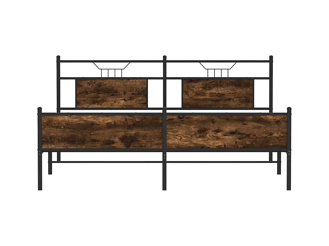 Lit double | Lit adulte | Cadre de lit en métal chêne fumé 183x213 cm