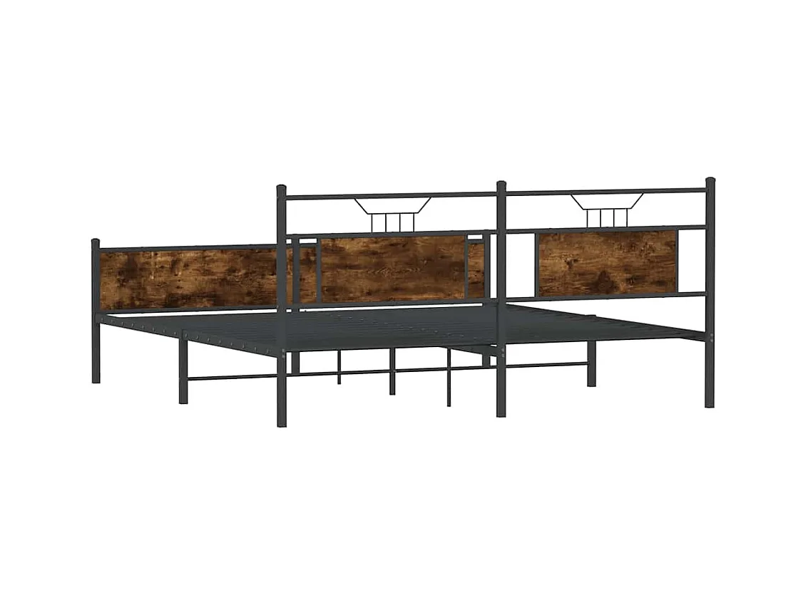 Lit double | Lit adulte | Cadre de lit en métal chêne fumé 183x213 cm