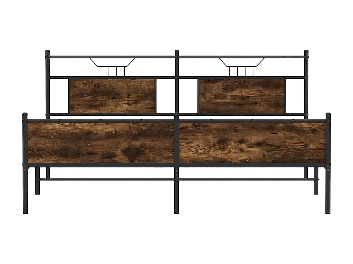 Lit double | Lit adulte | Cadre de lit en métal chêne fumé 183x213 cm