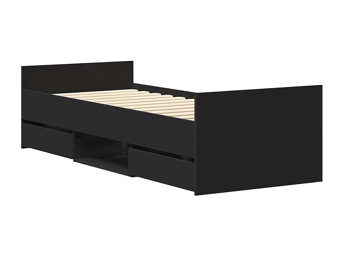 Lit simple | Lit adulte, enfant | Cadre de lit noir 90x190 cm