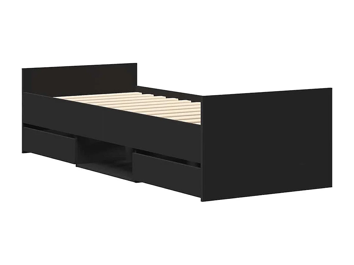 Lit simple | Lit adulte, enfant | Cadre de lit noir 90x190 cm