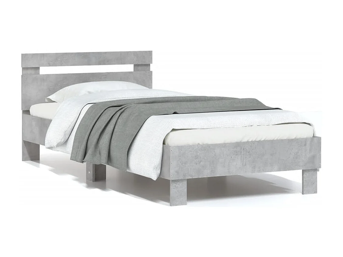 Lit simple | Lit adulte, enfant | Cadre de lit avec tête de lit gris béton 75x190 cm