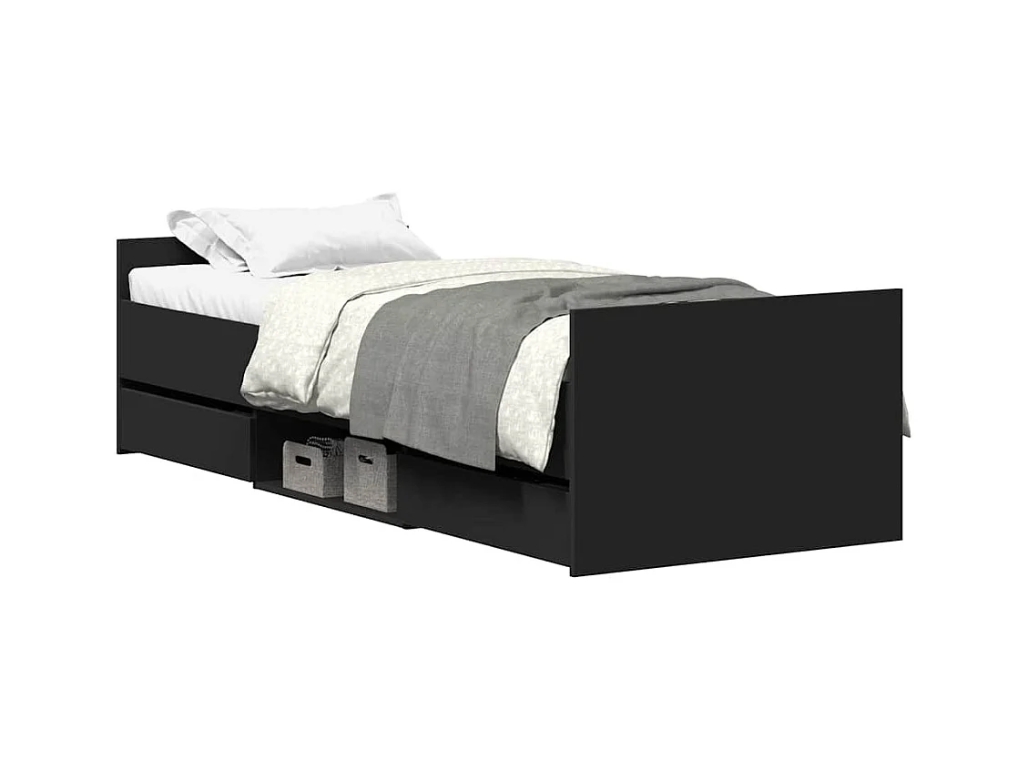 Lit simple | Lit adulte, enfant | Cadre de lit noir 100x200 cm