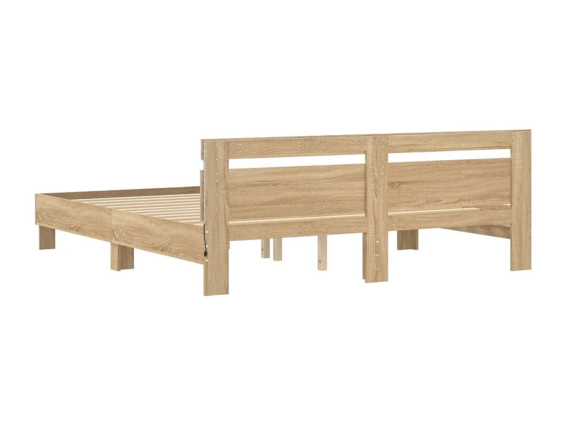 Lit double | Lit adulte | Cadre de lit avec LED chêne sonoma 160x200 cm