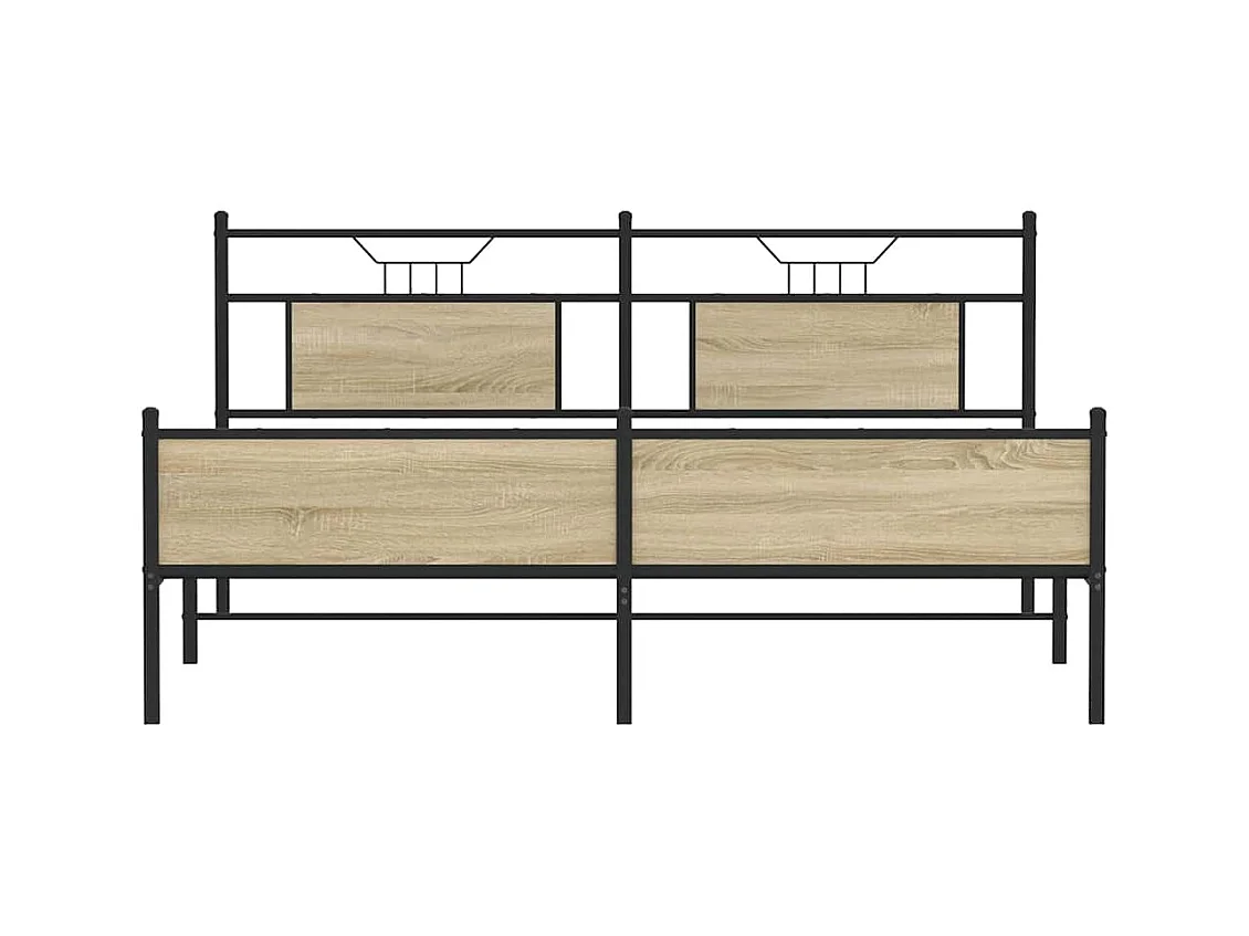 Lit double | Lit adulte | Cadre de lit en métal chêne sonoma 160x200 cm