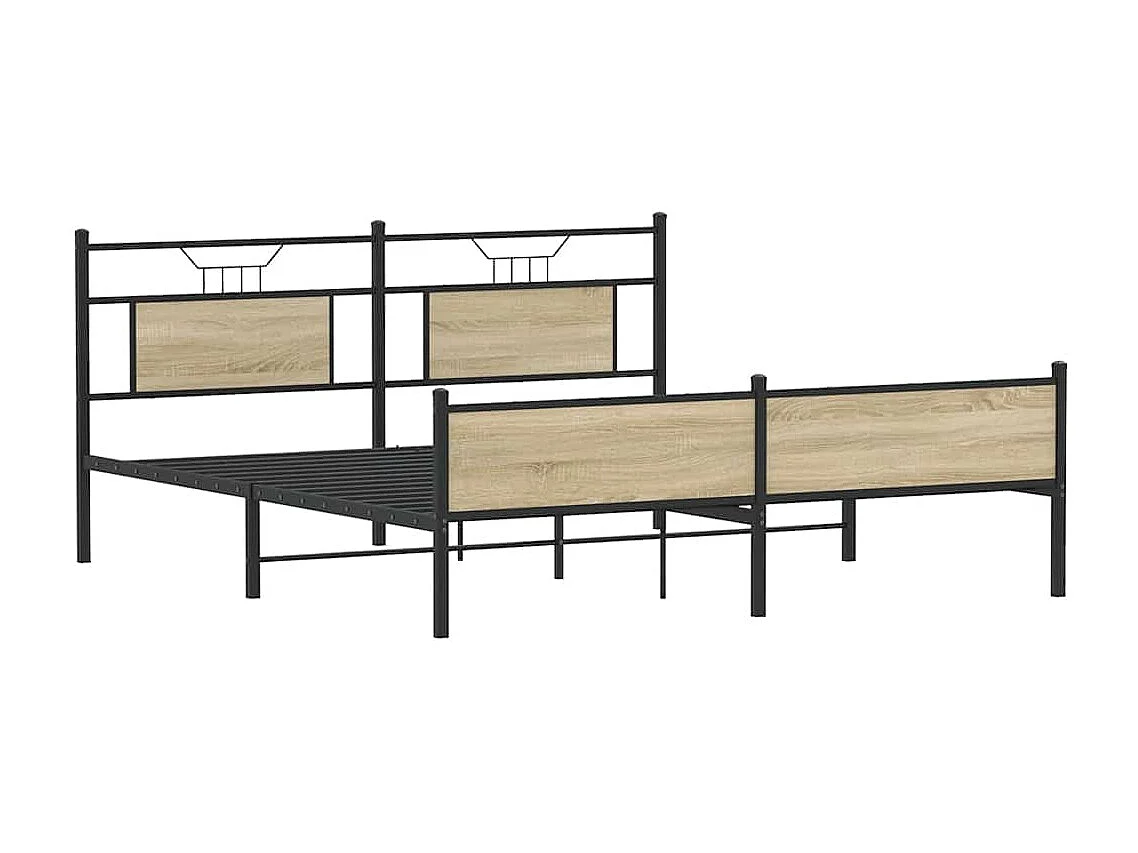 Lit double | Lit adulte | Cadre de lit en métal chêne sonoma 160x200 cm