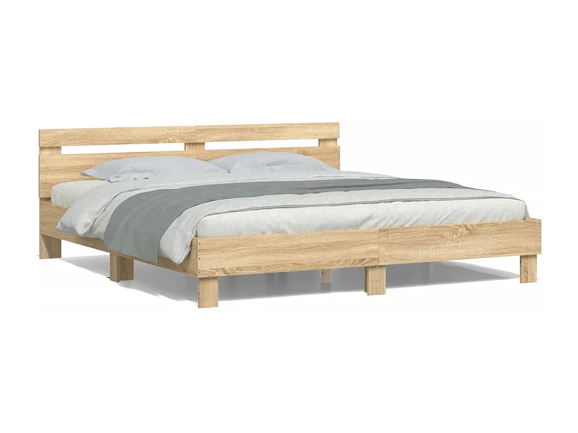Lit double | Lit adulte | Cadre de lit avec LED chêne sonoma 200x200 cm