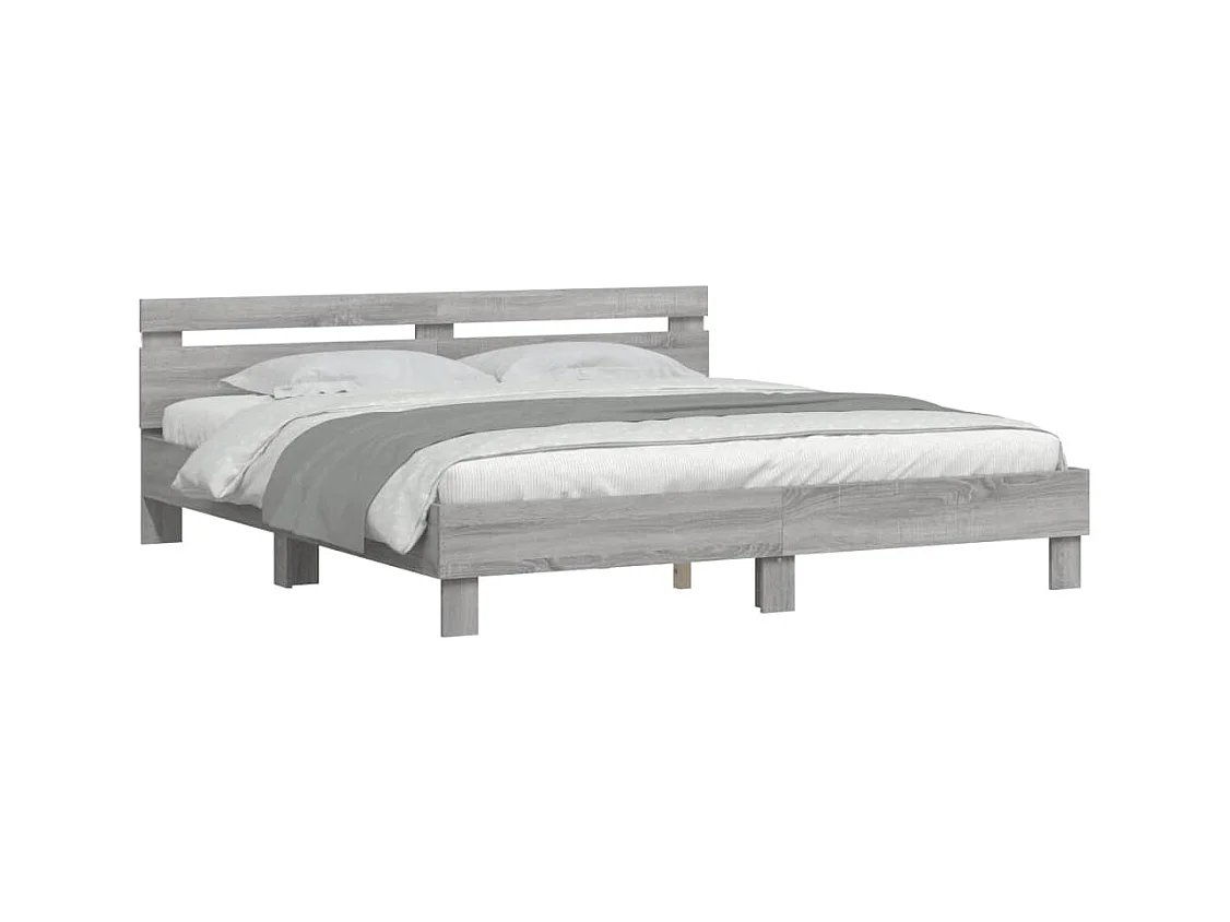 Lit double | Lit adulte | Cadre de lit avec LED sonoma gris 200x200 cm