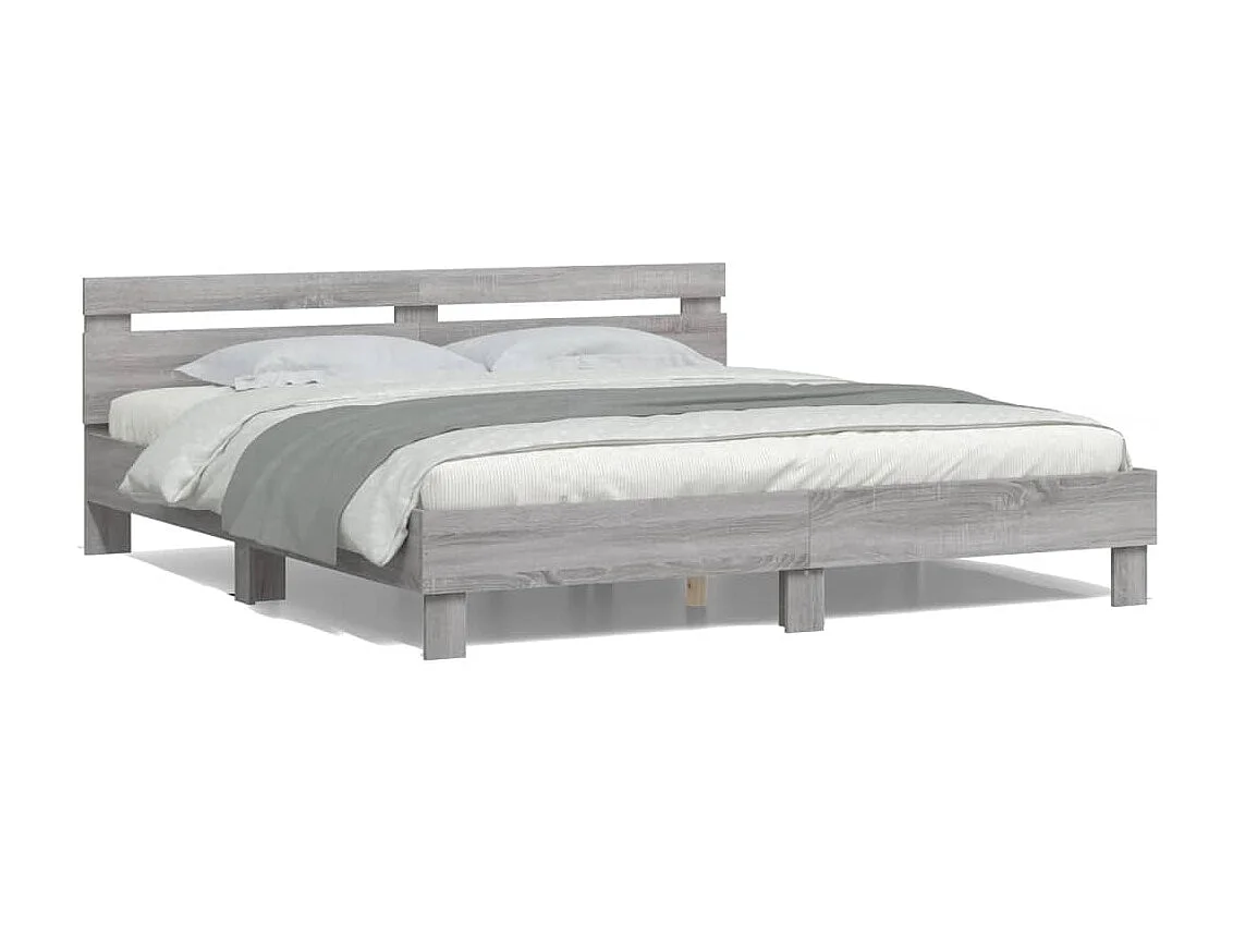 Lit double | Lit adulte | Cadre de lit avec LED sonoma gris 200x200 cm