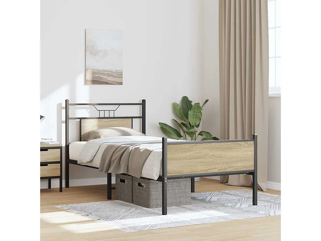 Lit simple | Lit adulte, enfant | Cadre de lit chêne sonoma 90x190 cm