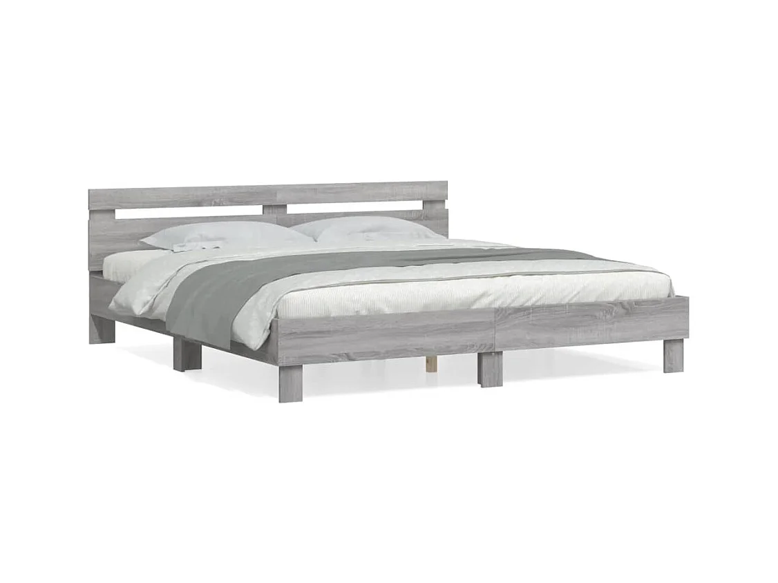 Lit double | Lit adulte | Cadre de lit sonoma gris 160x200 cm
