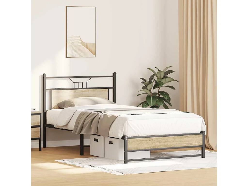 Lit simple | Lit adulte, enfant | Cadre de lit chêne sonoma 100x190 cm