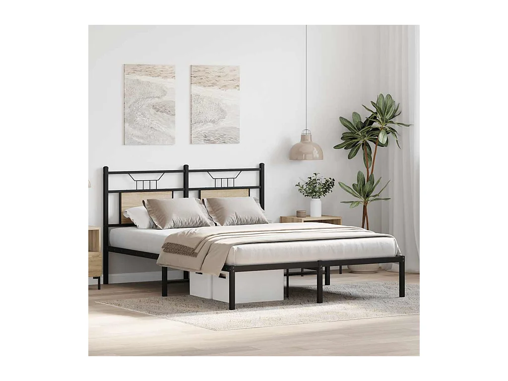 Lit double | Lit adulte | Cadre de lit chêne sonoma 137x190 cm