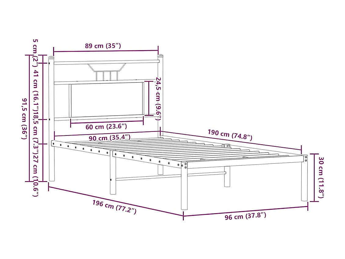 Lit simple | Lit adulte, enfant | Cadre de lit chêne sonoma 90x190 cm