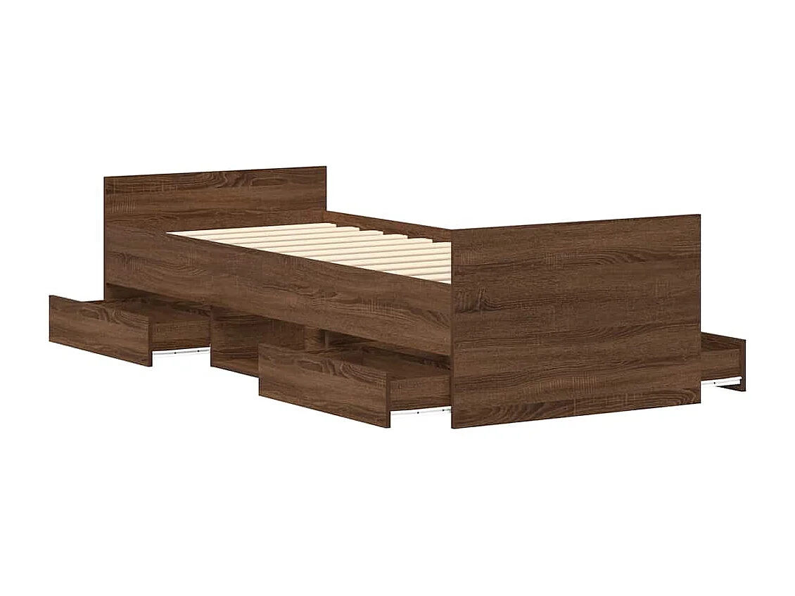Lit simple | Lit adulte, enfant | Cadre de lit chêne marron 75x190 cm