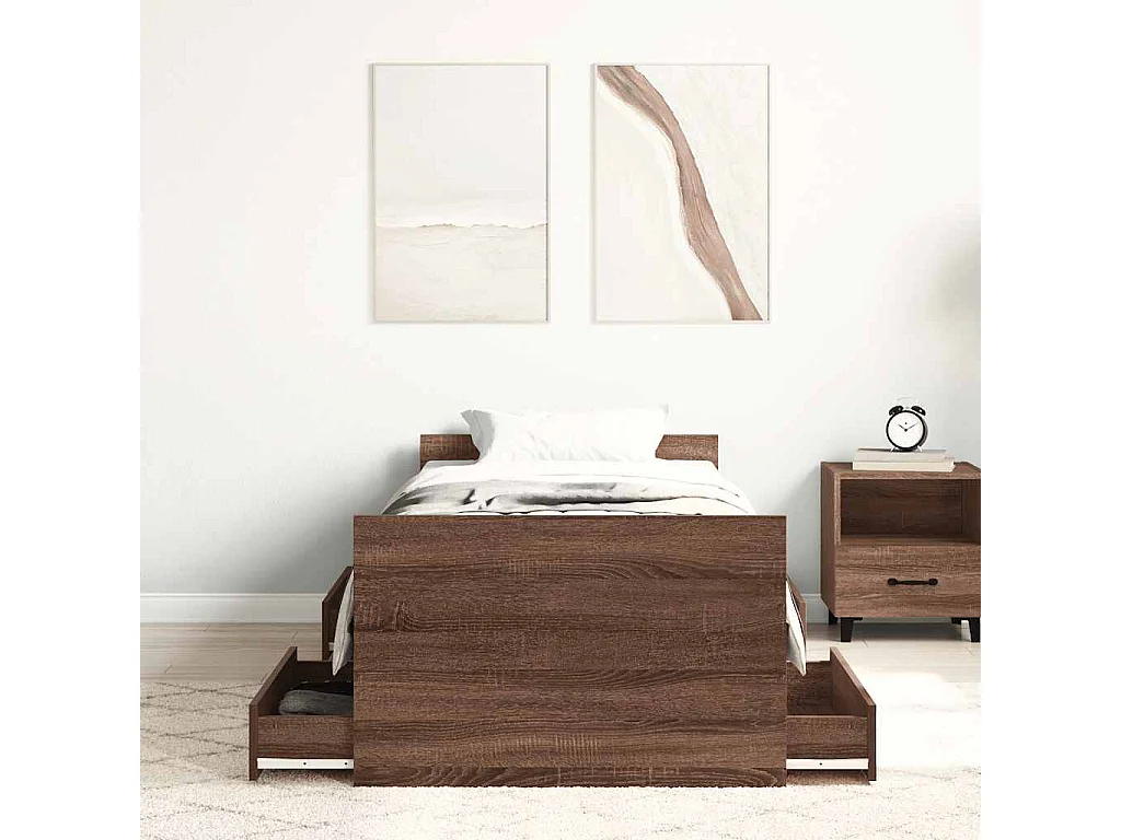 Lit simple | Lit adulte, enfant | Cadre de lit chêne marron 75x190 cm