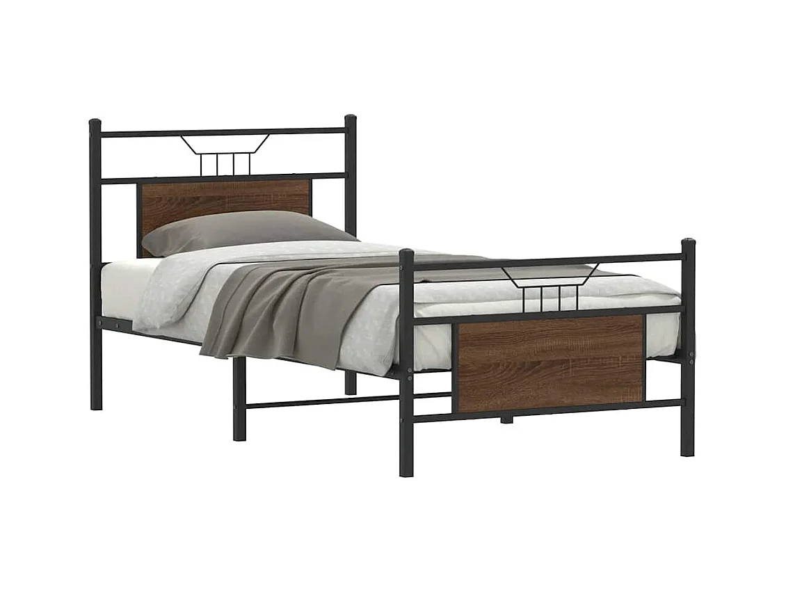 Lit simple | Lit adulte, enfant | Cadre de lit chêne marron 75x190cm bois ingénierie