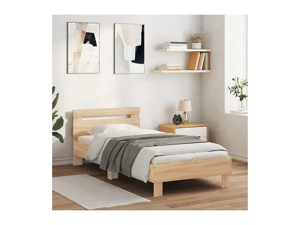 Lit simple | Lit adulte, enfant | Cadre de lit avec tête de lit 90x190 cm