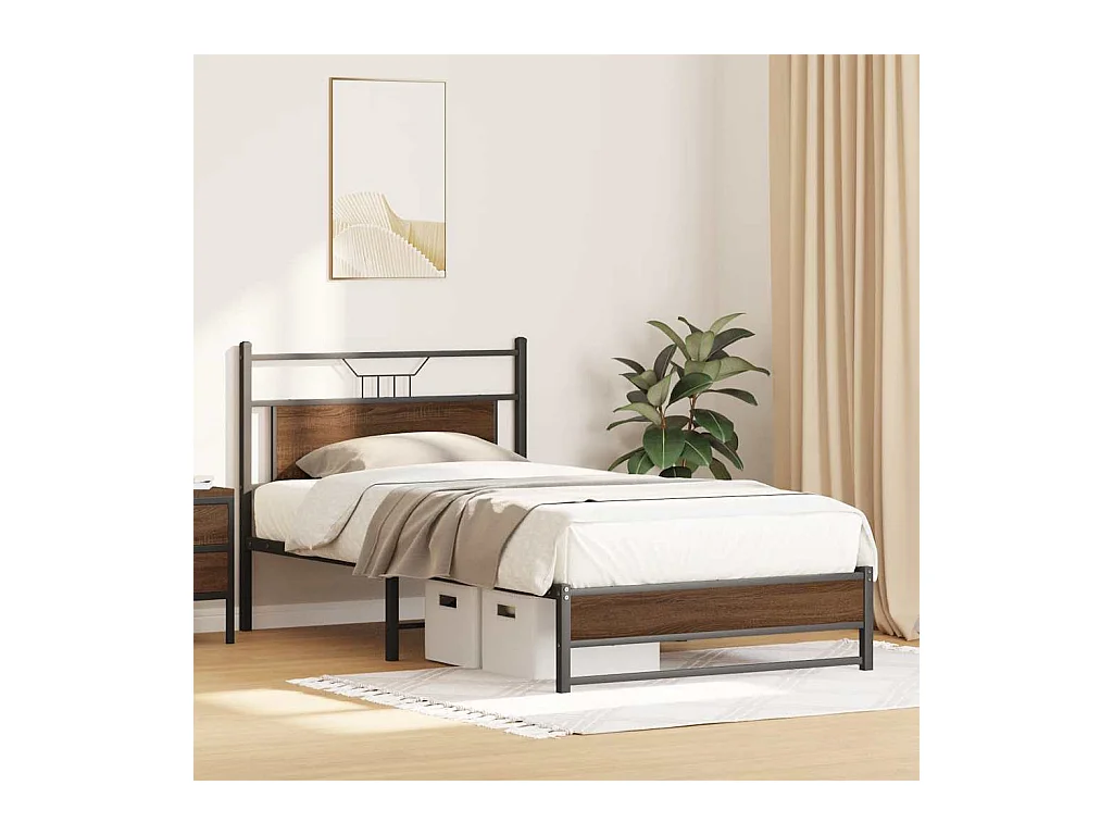 Lit simple | Lit adulte, enfant | Cadre de lit chêne marron 100x190 cm