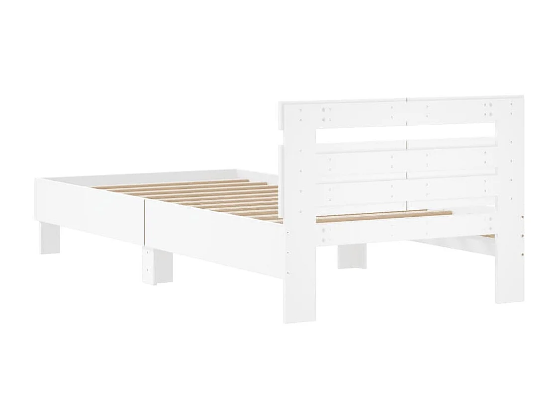 Lit simple | Lit adulte, enfant | Cadre de lit avec tête de lit blanc 100x200 cm
