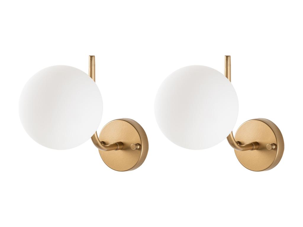 Lot de 2 appliques murales en métal doré avec globe - D. 15 cm - ORBEA