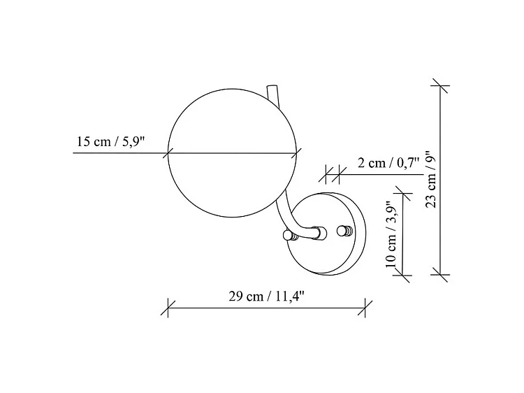 Lot de 2 appliques murales en métal doré avec globe - D. 15 cm - ORBEA