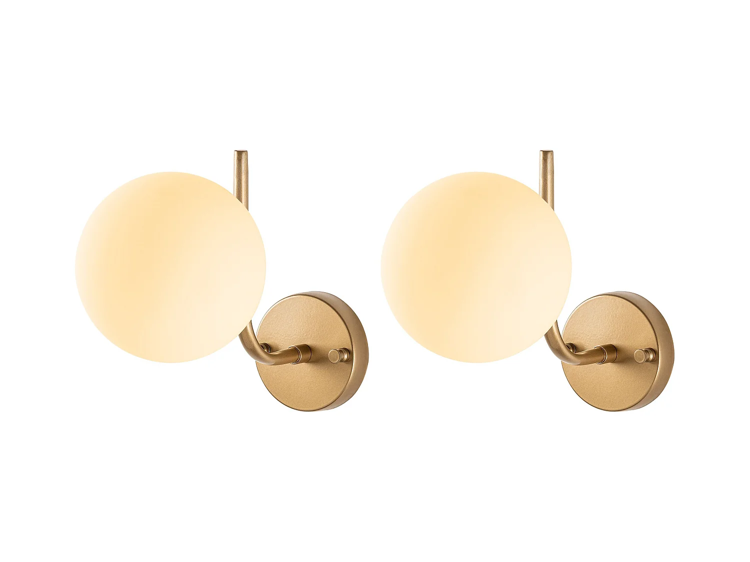 Juego de 2 apliques de pared en metal dorado con globo - D. 15 cm - ORBEA