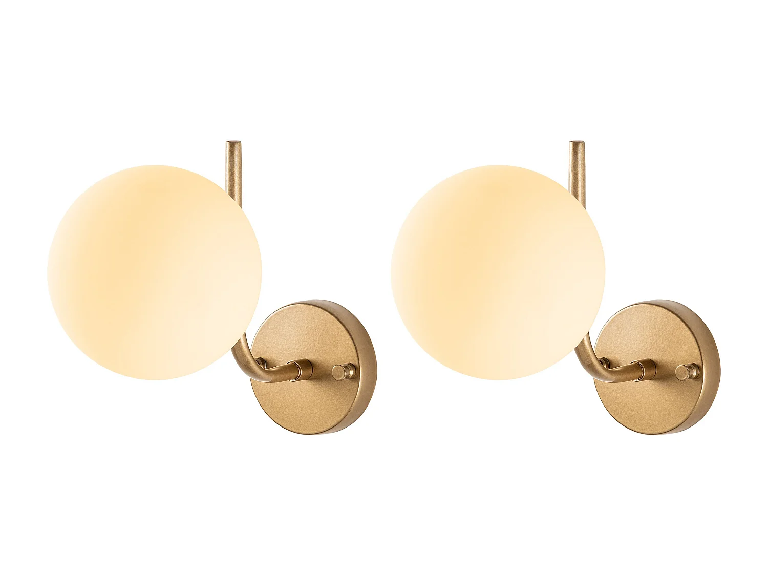 Juego de 2 apliques de pared en metal dorado con globo - D. 15 cm - ORBEA