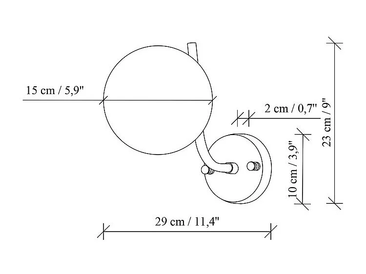 Juego de 2 apliques de pared en metal dorado con globo - D. 15 cm - ORBEA