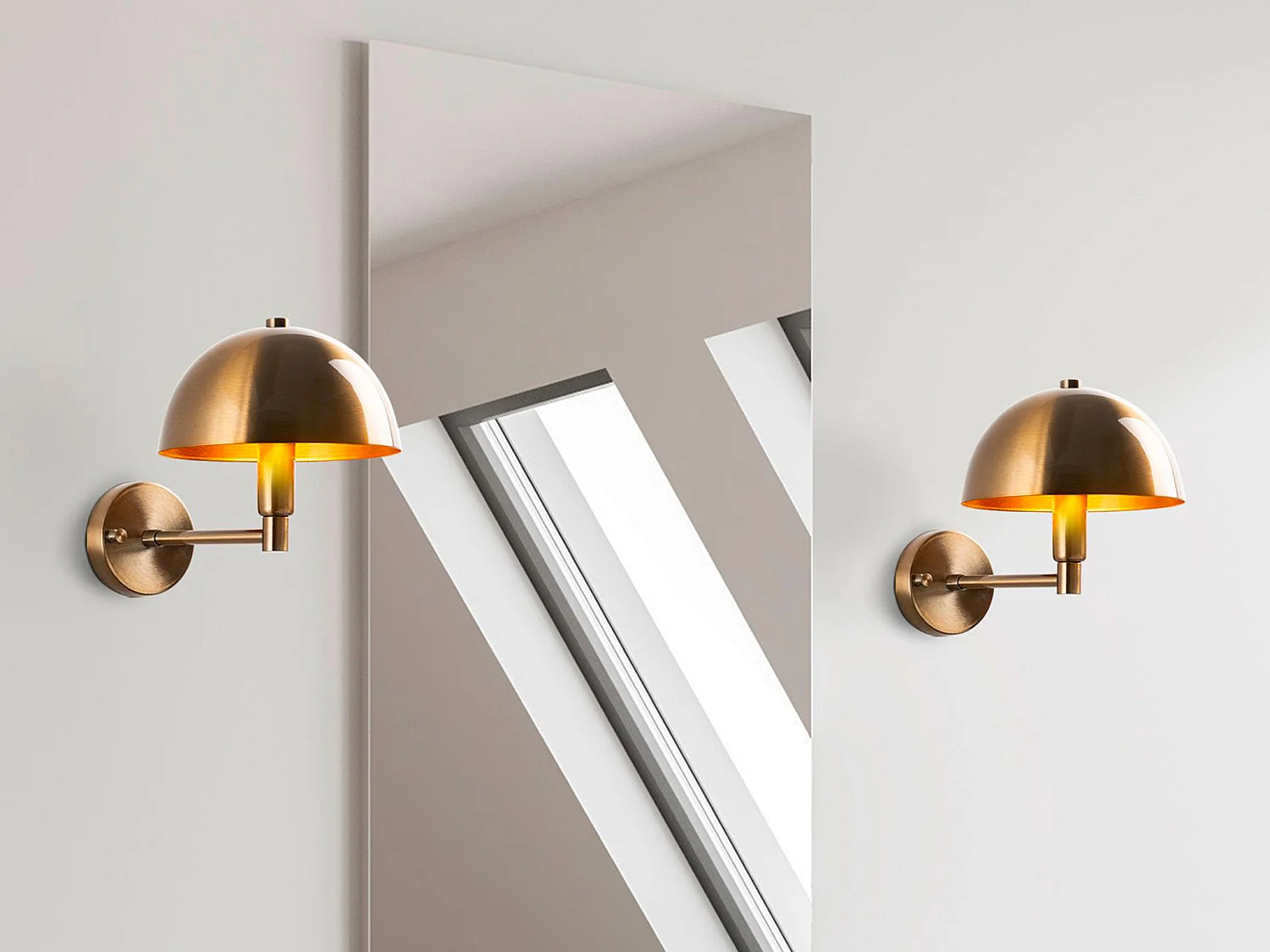 Set de 2 apliques de pared con forma de champiñón de metal con efecto latón - H. 29 x D. 20 cm - ELDO