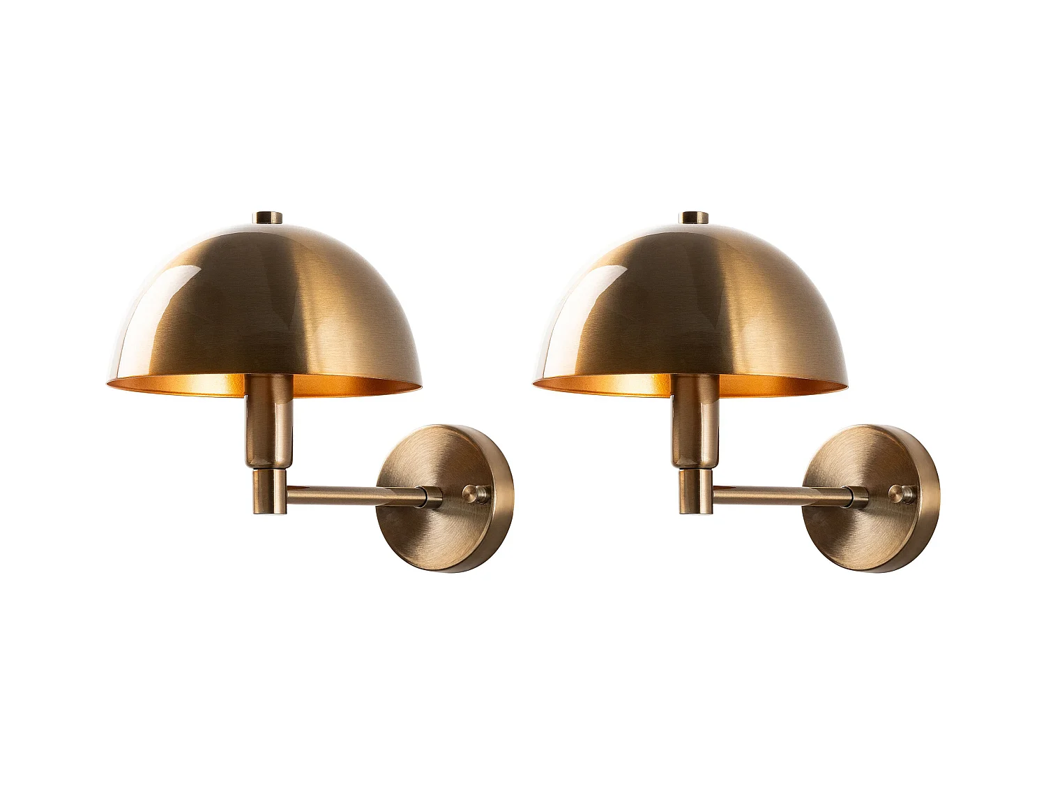 Set de 2 apliques de pared con forma de champiñón de metal con efecto latón - H. 29 x D. 20 cm - ELDO