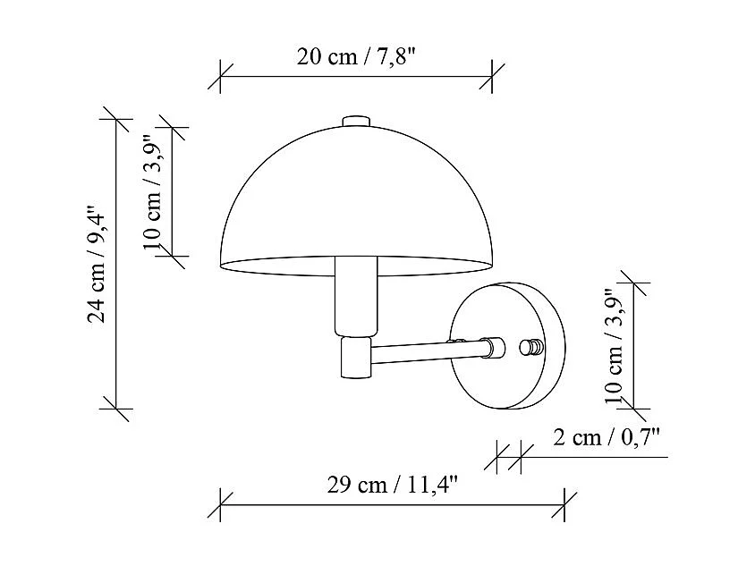 Set 2 Wandleuchten Pilzform – Metall mit Messing-Optik – H 29 x D 20 cm – ELDO
