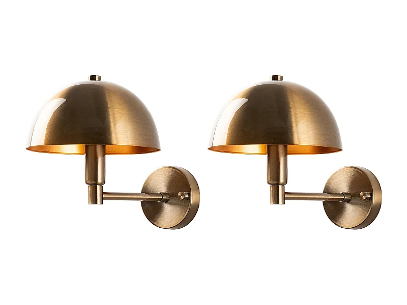 Set de 2 apliques de pared con forma de champiñón de metal con efecto latón - H. 29 x D. 20 cm - ELDO