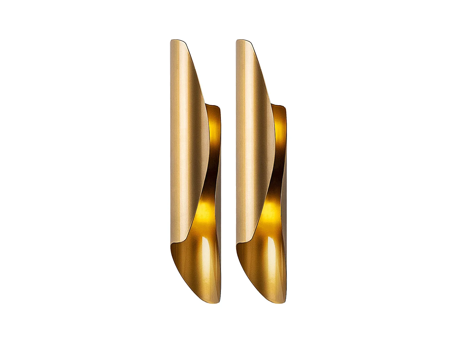 Lote de 2 apliques de pared de metal dorado - Alt. 40 x P 11 cm - Alt. 11 cm - LYNOR