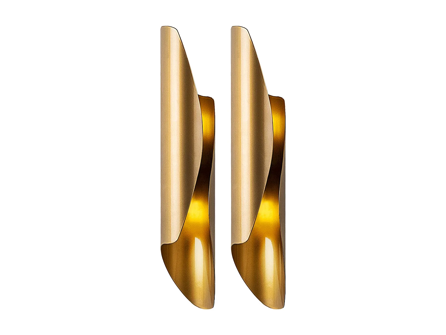 Lote de 2 apliques de pared de metal dorado - Alt. 40 x P 11 cm - Alt. 11 cm - LYNOR