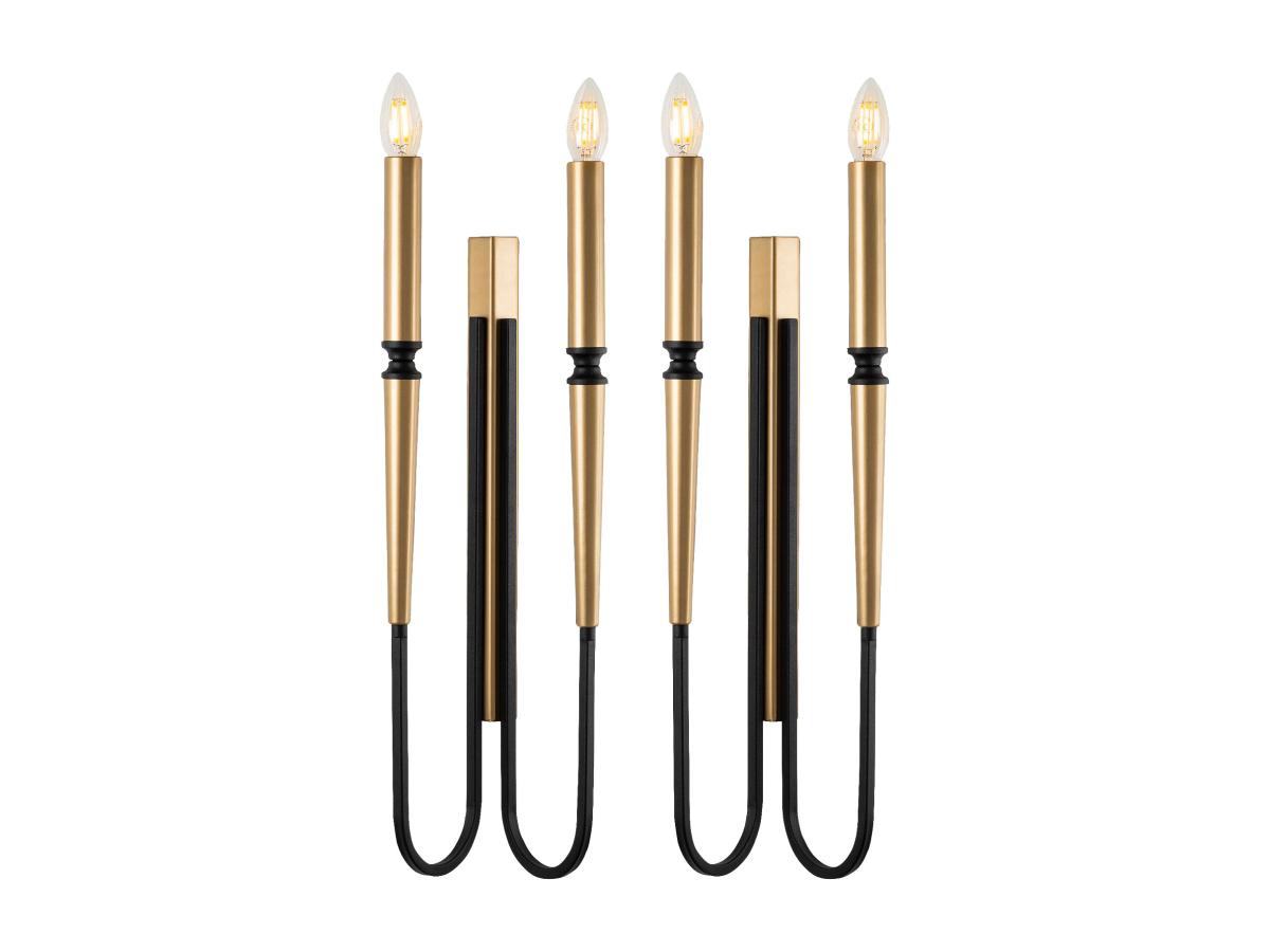 Set 2 Wandleuchten Kerzenständer-Stil – Metall – Gold und Schwarz – H 58 cm günstig online kaufen