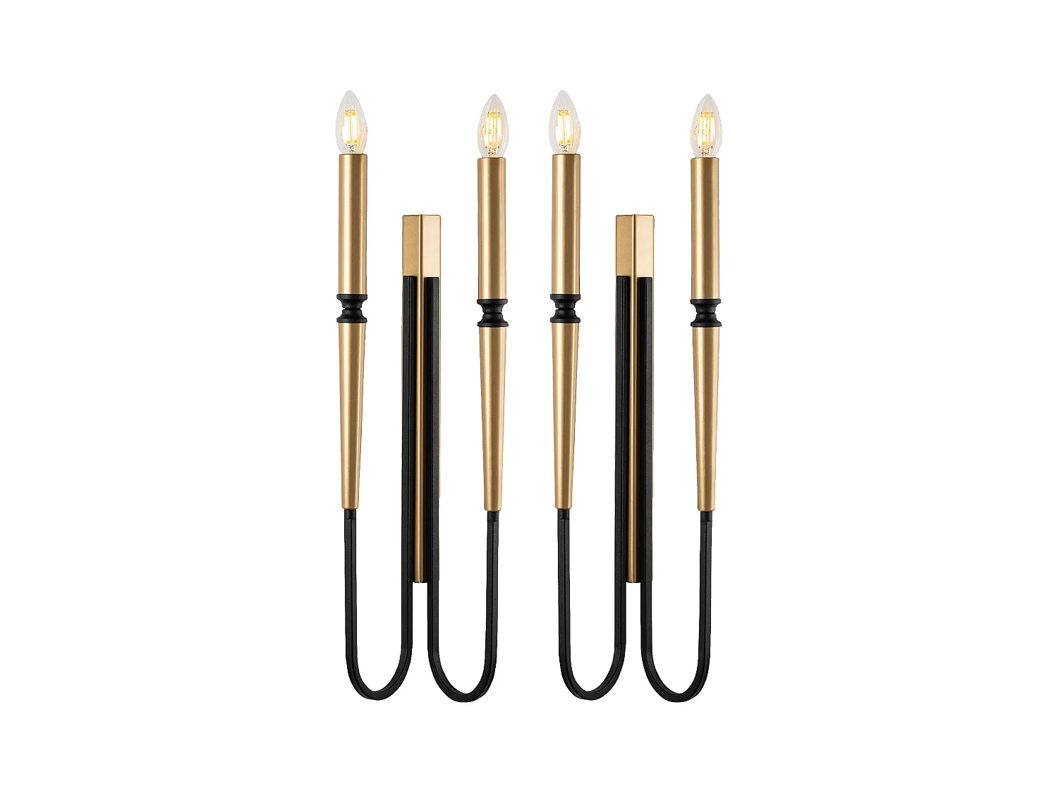 Lot de 2 appliques murales style bougeoir en métal - Doré et noir - H. 58 cm - OVYLA