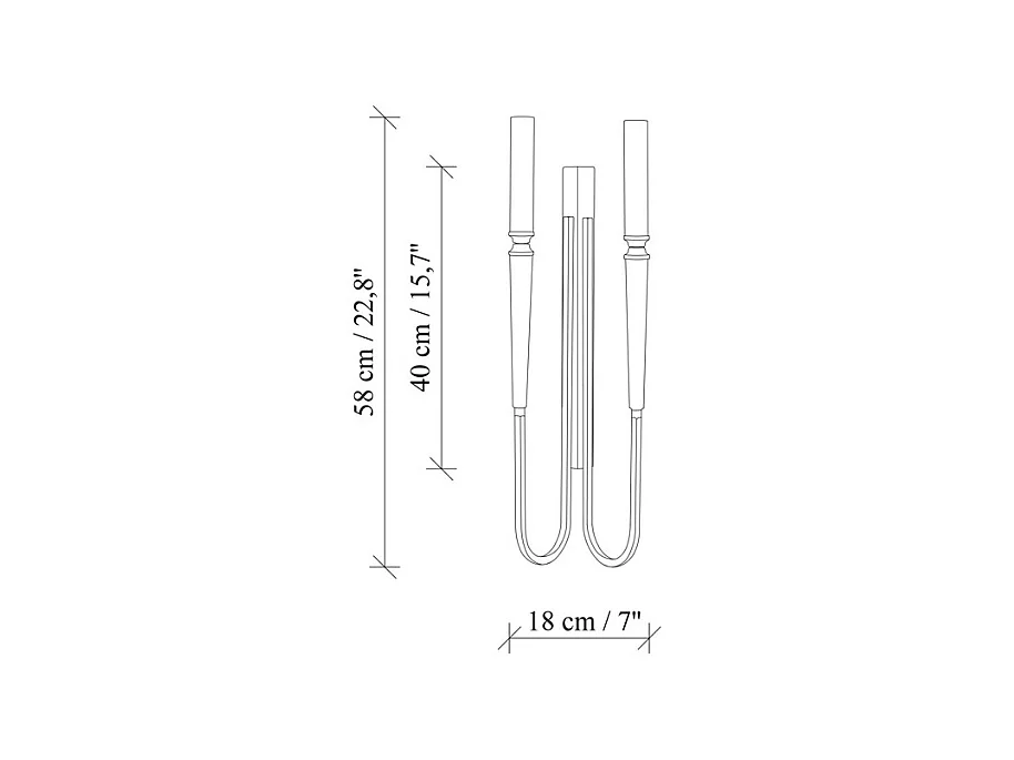 Set de 2 apliques de pared estilo candelabro de metal - Dorado y negro - Alt. 58 cm - OVYLA