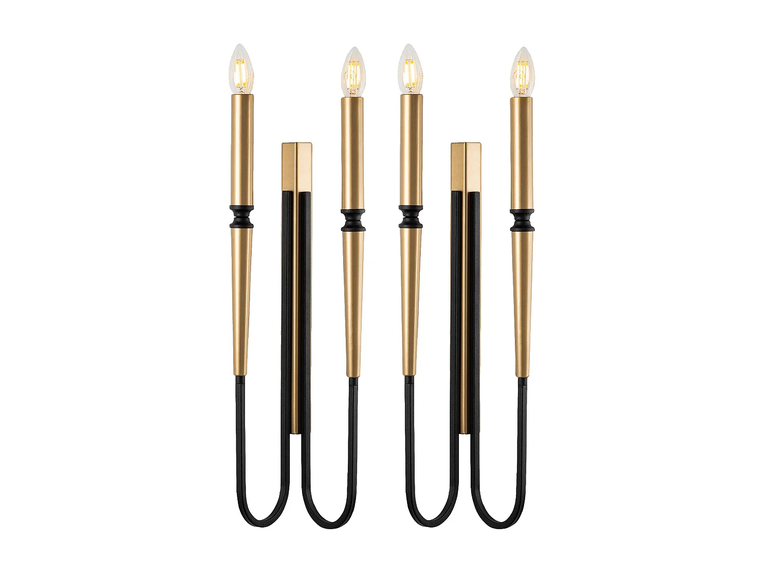 Zestaw 2 kinkietów w stylu świeczników metalowych - Złoto-czarne - wys. 58 cm - OVYLA