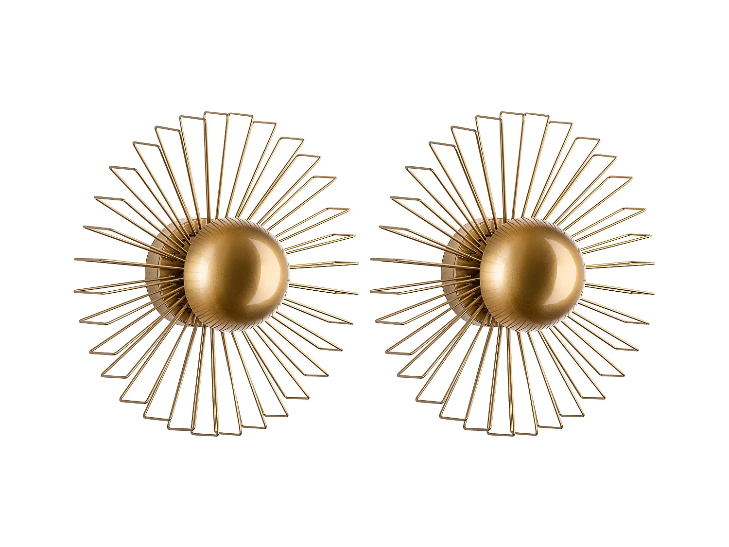 Conjunto de 2 apliques de pared con diseño de alambre en metal - Dorado - P. 18 x D.45 cm - ZYMA