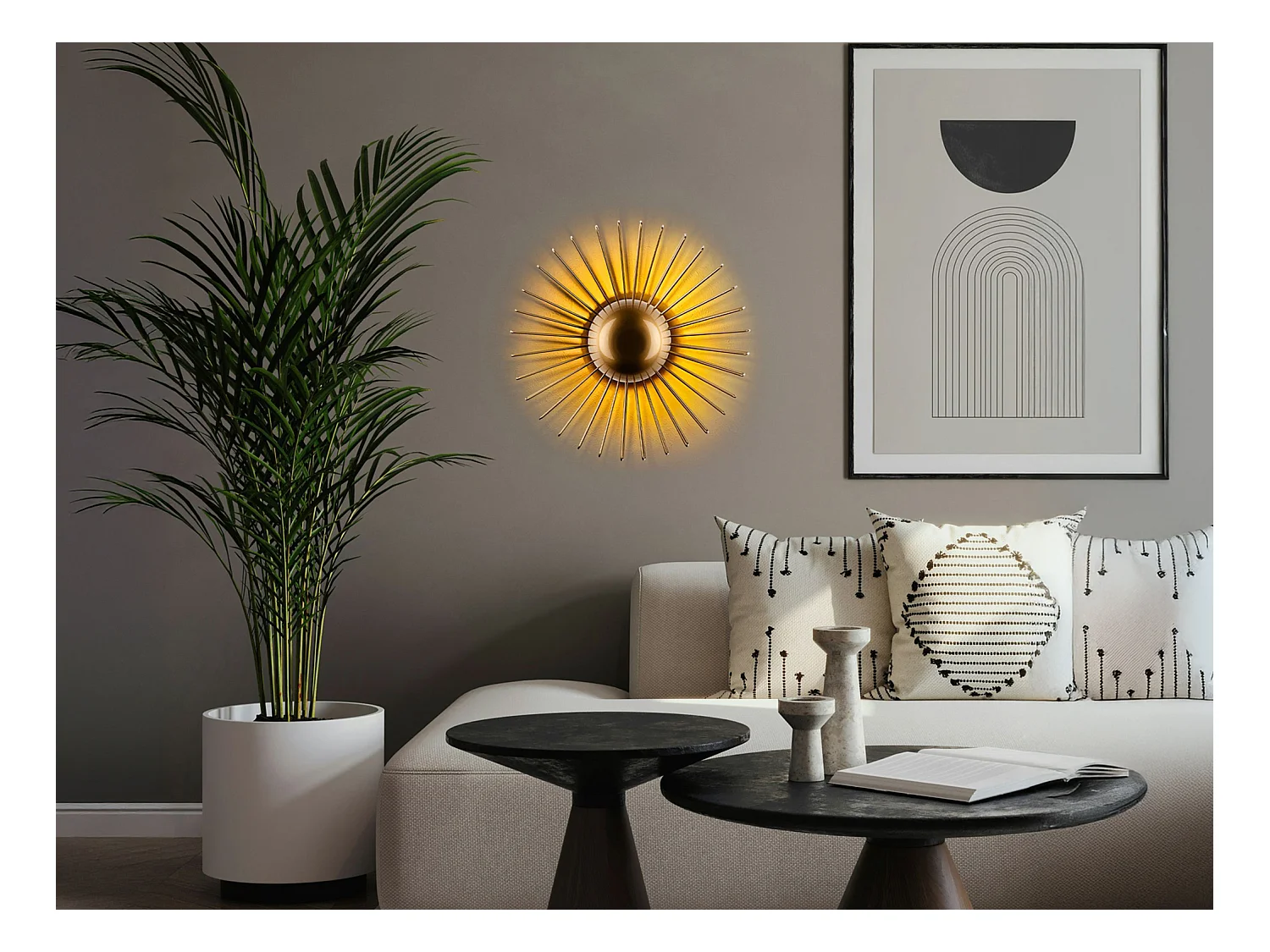 Conjunto de 2 apliques de pared con diseño de alambre en metal - Dorado - P. 18 x D.45 cm - ZYMA