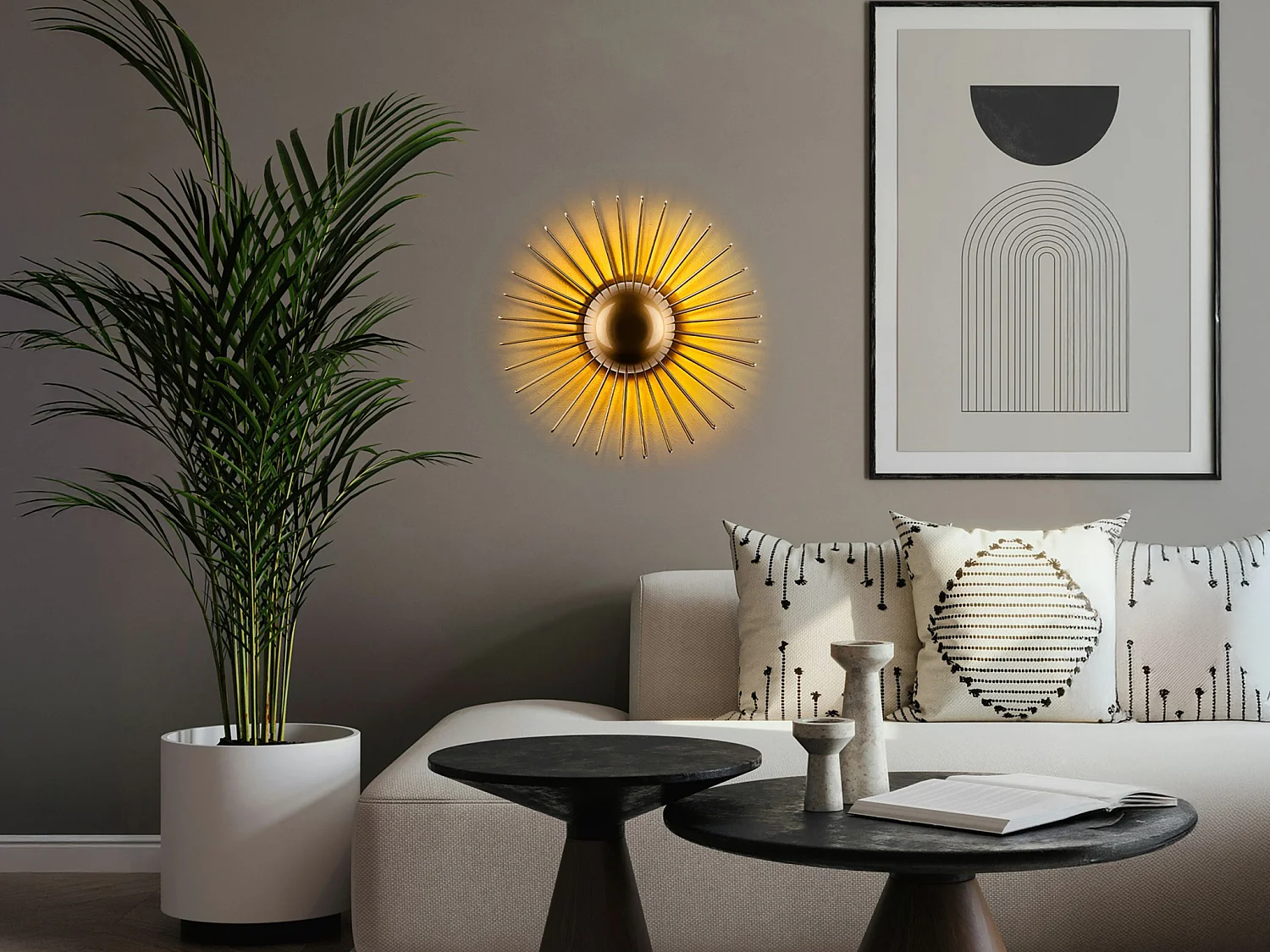 Conjunto de 2 apliques de pared con diseño de alambre en metal - Dorado - P. 18 x D.45 cm - ZYMA