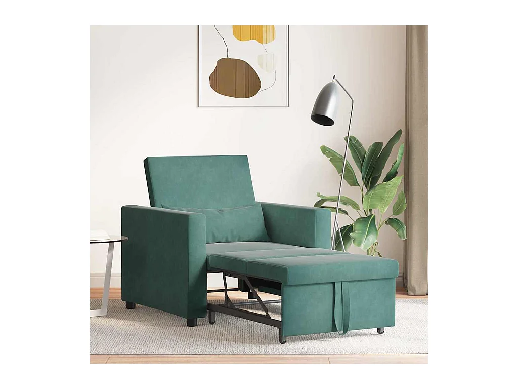 Sofá Cama Individual Verde oscuro 90x165x87 cm Terciopelo SHL6236